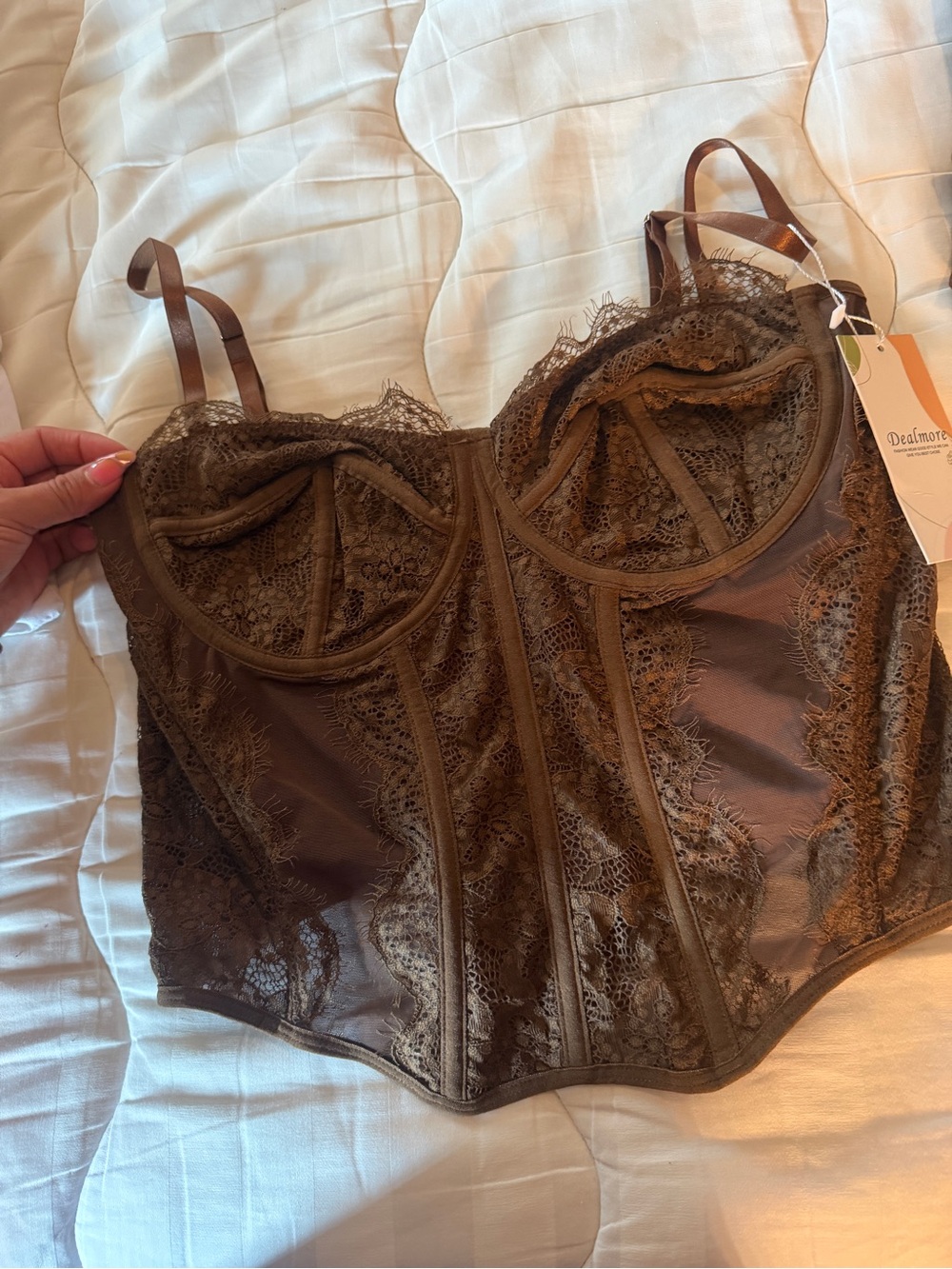 Women’s Lace Bustier Corset Top - Brown